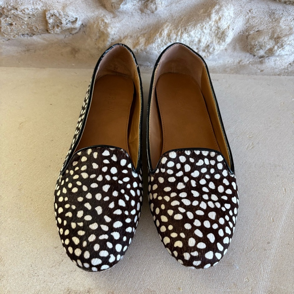 J. Crew Cora Calf Hair Loafers Flats Driving Driving Moccasins - Picture 2 of 8